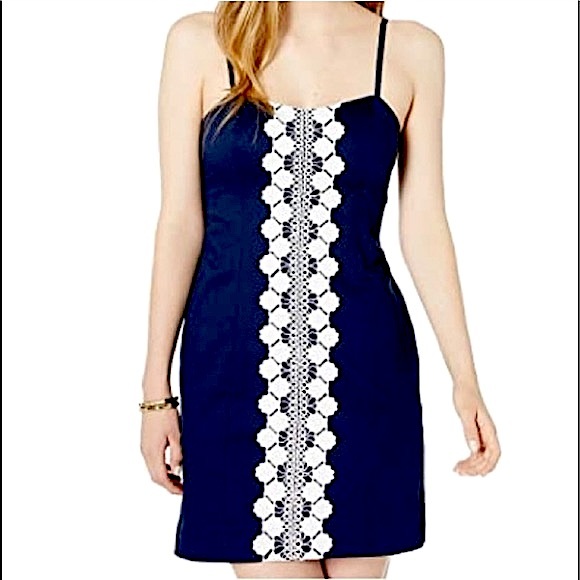 Lilly Pulitzer Navy Stretch Brocade Shift Mini NWT - Picture 10 of 13